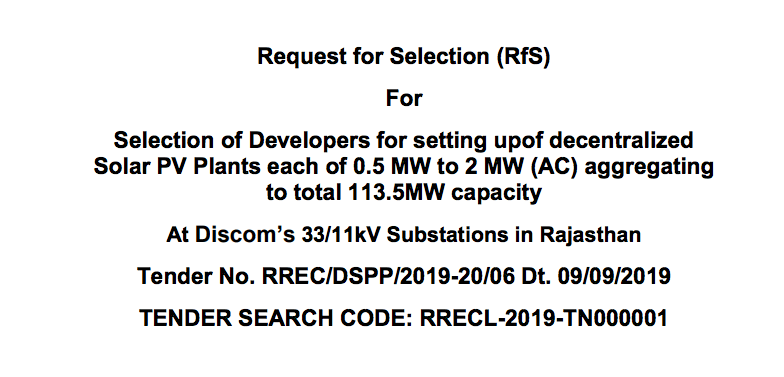 Tender for 113.5 MW At Discom 33-11kV Substations in Rajasthan