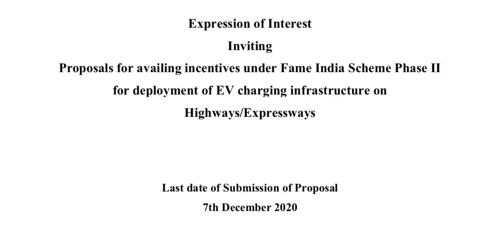 EOI for Ev Charging Infra Structure on Highways